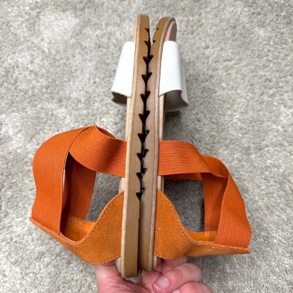 Sorel Ella Gladiator Sandals Orange and Cream Leather Shoes 6